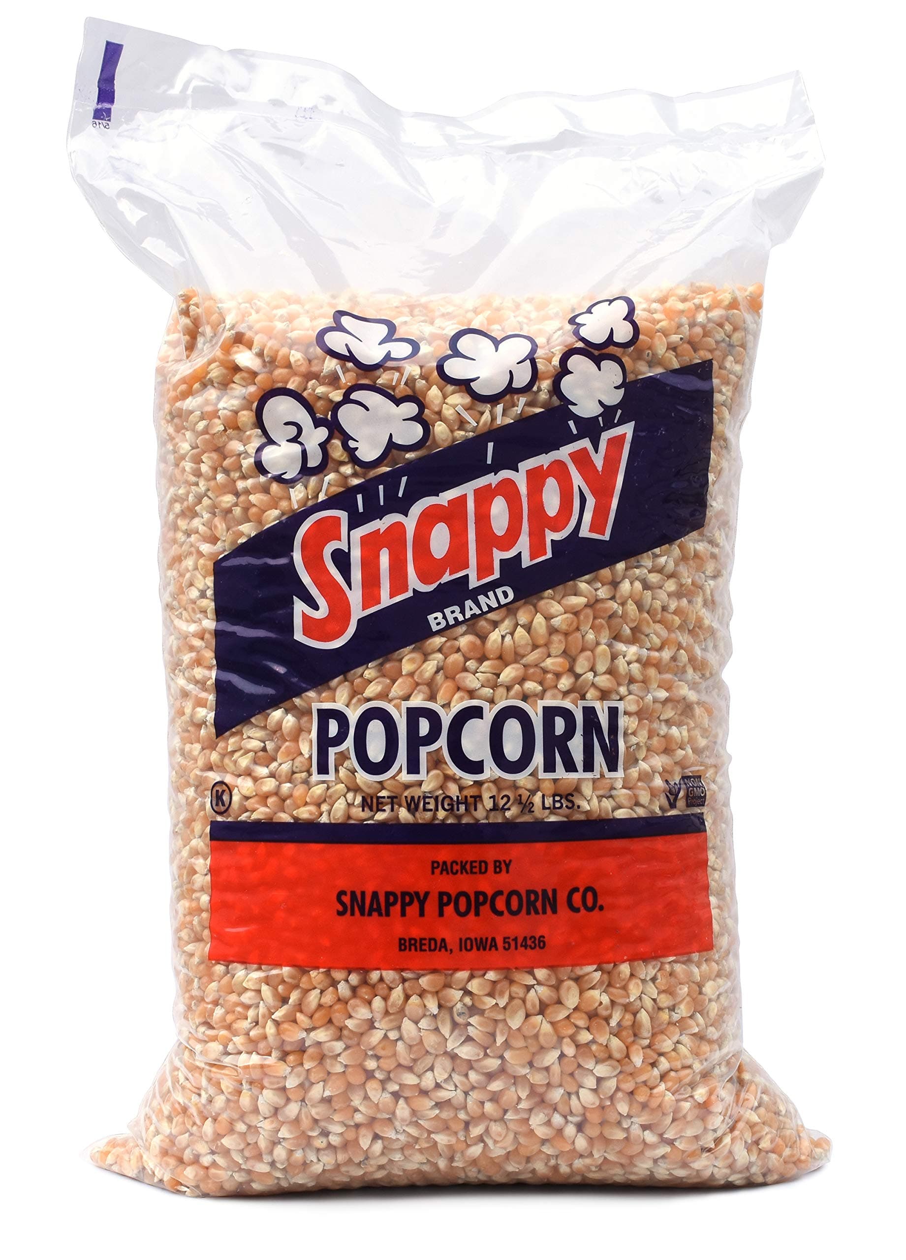 Snappy Yellow Popcorn Kernels for Popping, Non-GMO Whole Grain, Works in Machines, Air Poppers and Stovetops, 12.5 lb Bulk Bag