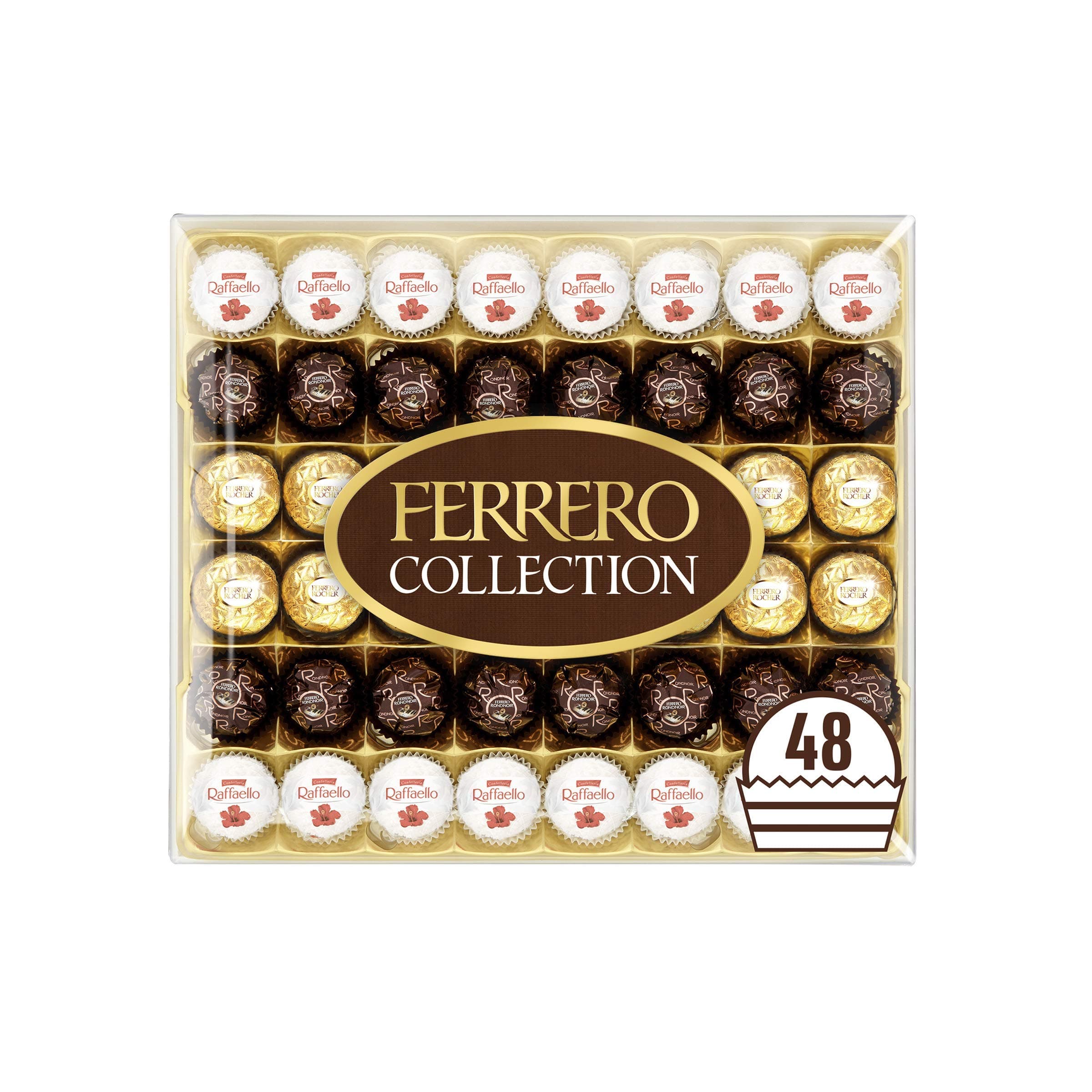 Ferrero Collection Chocolate Gift Set, Assorted Dark, Milk, Chocolate and Coconut, and Almond, Box of 48 Chocolates, 518 g