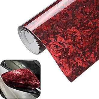 Gloss Forged Carbon Fiber Wrap, 1Ft x 3.5Ft DIY Decal Vinyl Wrap Roll, Self-Adhesive Film Sticker, Exterior Interior Accessories for Car SUV Truck and Motorcycle (Red)