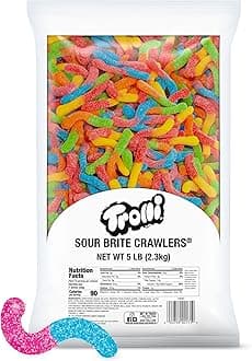Sour Brite Crawlers Candy, Gummy Worms Sour Candy, 5 Pound Bulk Bag