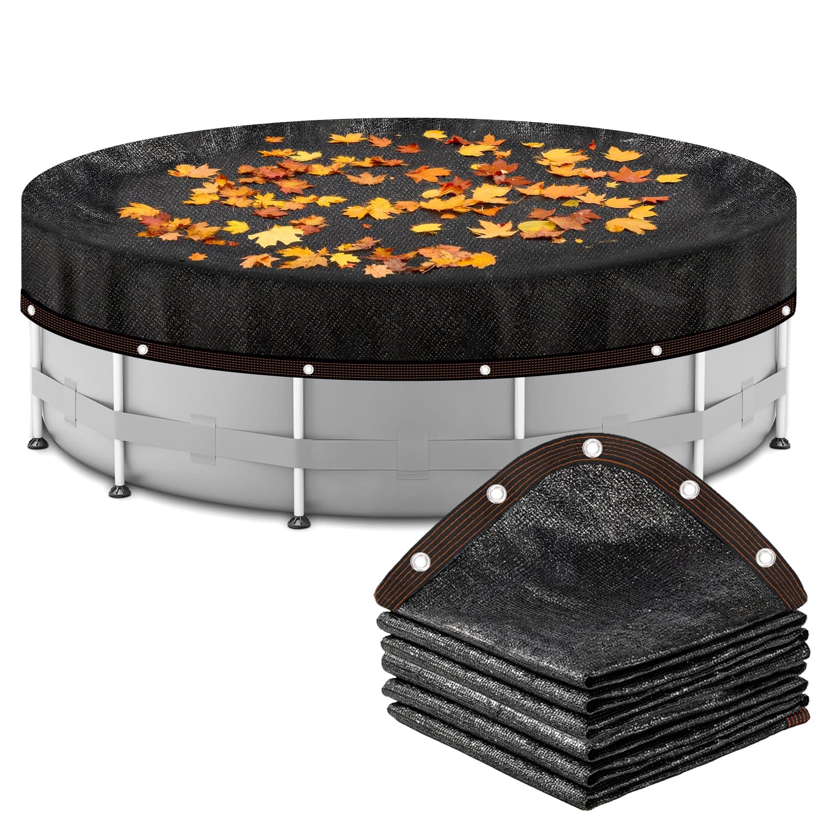 18ft Round Leaf Net Pool Cover for Above Ground Pools,Mesh Cover to Catching Leaves, Mesh Tarp with Grommets, Resistant Garden Sun Shade Netting(Only Cover)