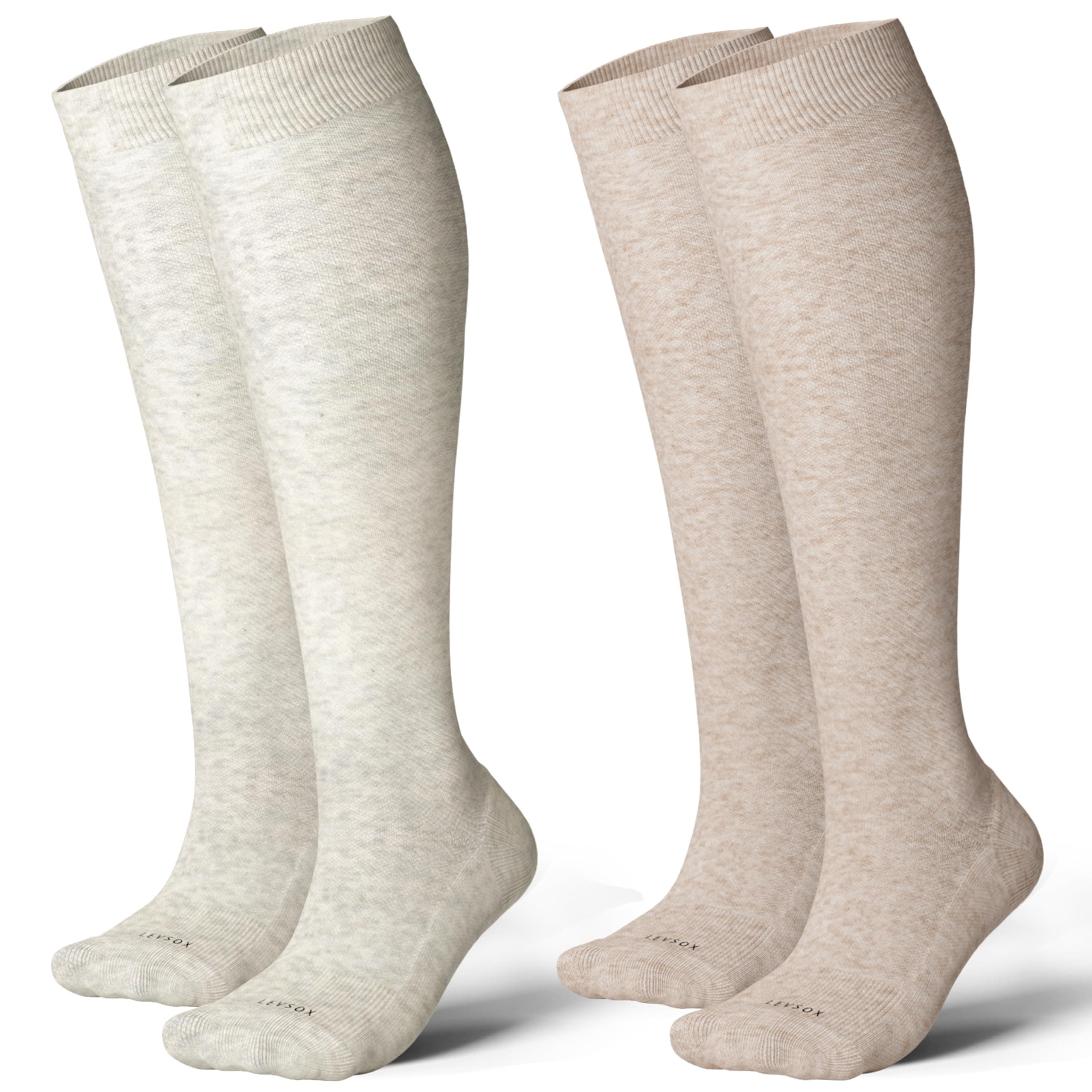 LEVSOX Thick Cotton Compression Socks for Women&Men 20-30mmHg Knee High Cute Support Sock for Nurses, Pregnancy, Travel