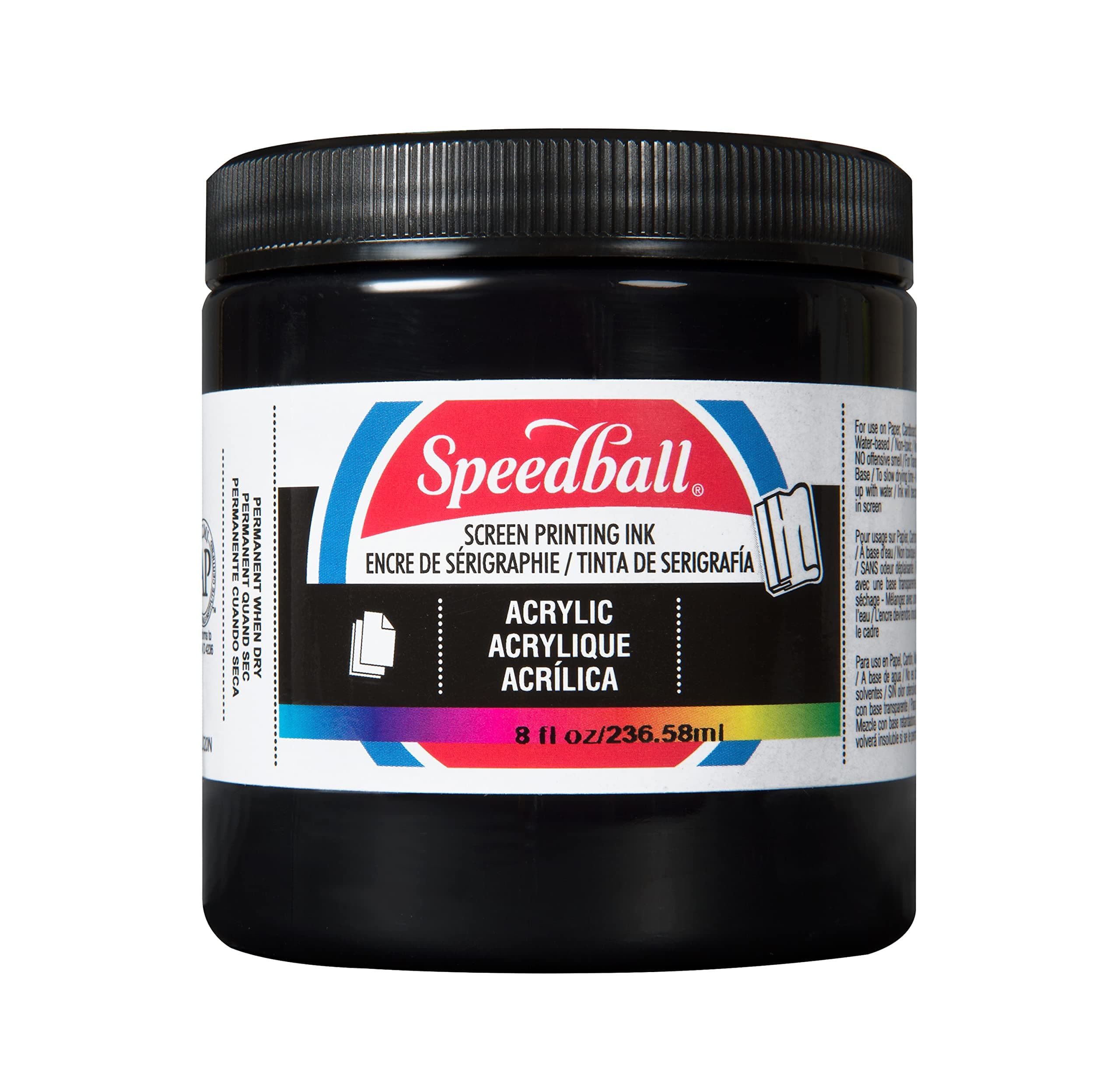 Acrylic Screen Printing Ink, 8-Ounce, Black