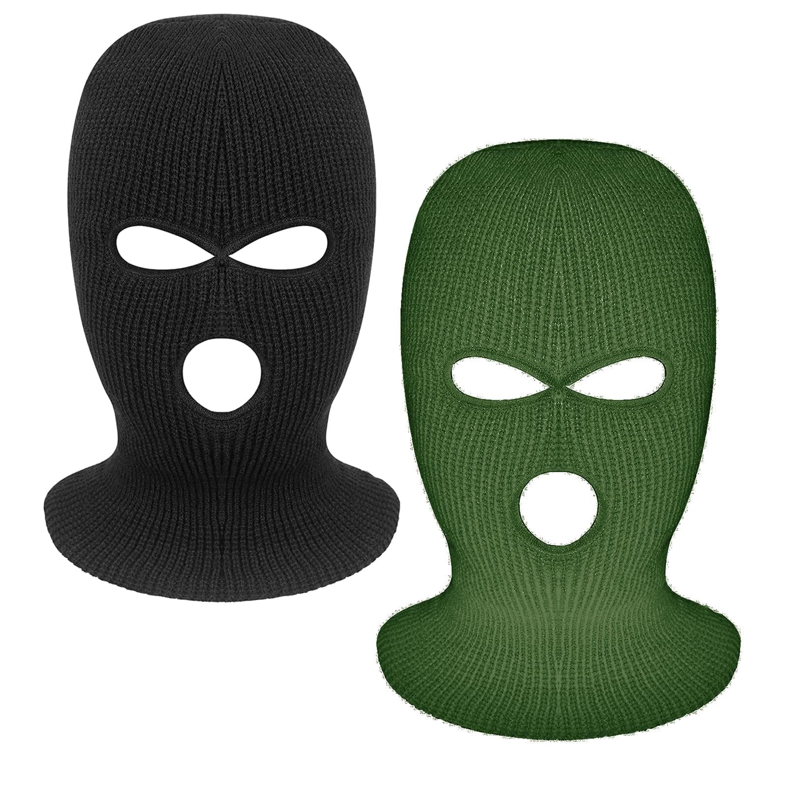 2 Pieces 3-Hole Full Face Mask Cover Ski Mask Winter Balaclava Cap Knitted Face Cover for Winter Outdoor Sports