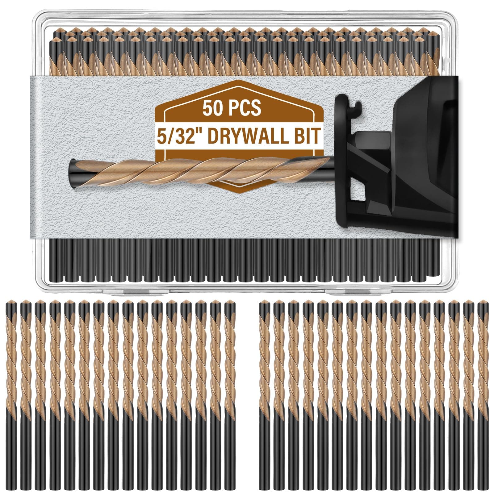 Tondiamo 50 Pcs Drywall Bit Drywall Guide Point Cutting Router Bits Tools for Use with Spiral Saw (5/32")