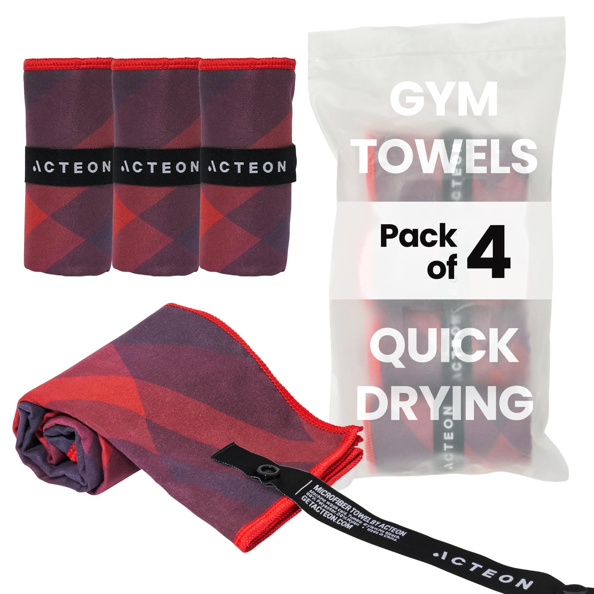Magma Red Microfiber Gym Towels