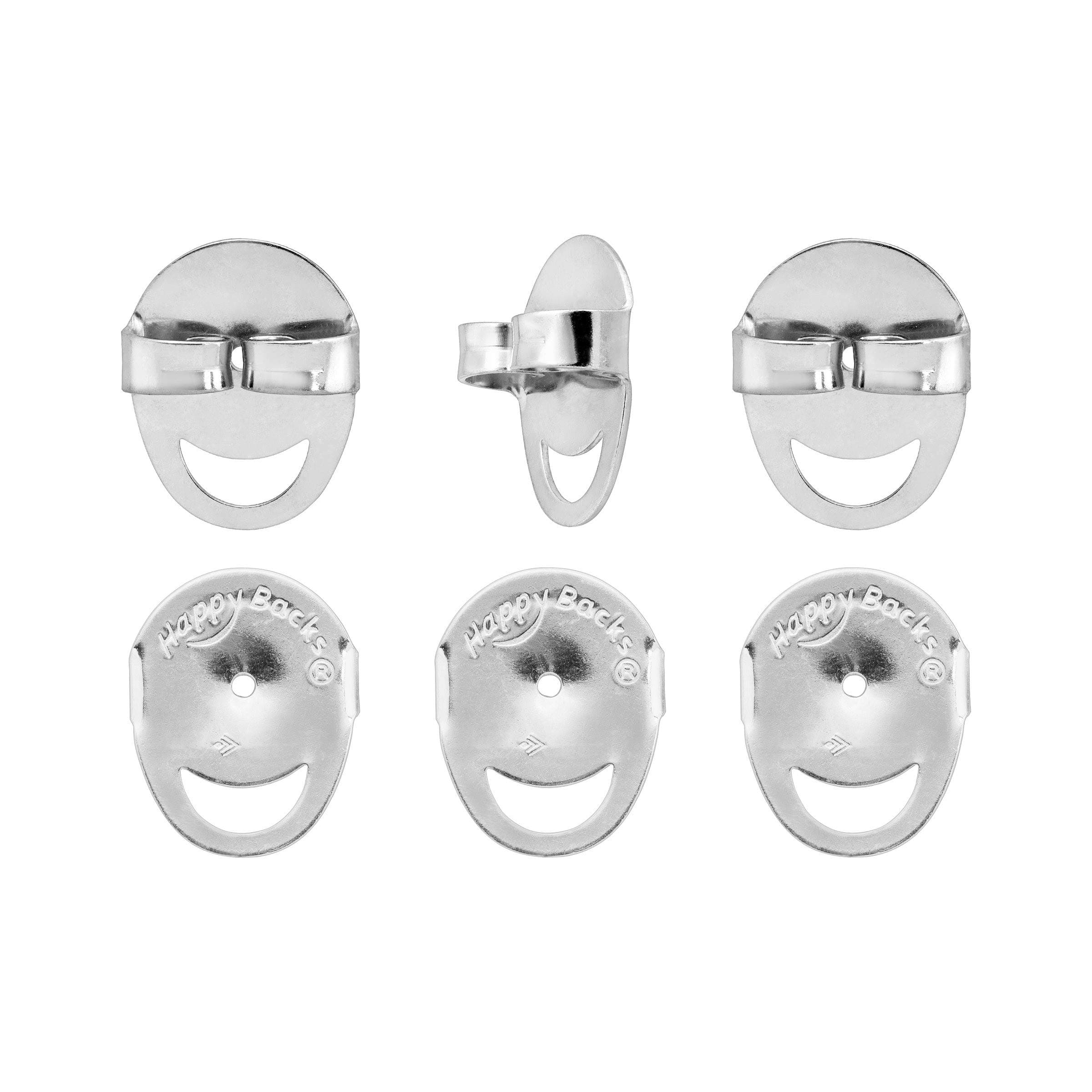 SilpadaFlat Back Earring Set for Women, .925 Sterling Silver, Prevent Tipping Forward or Drooping from Heavy Earrings, 'Three Pair Happy Back', Sterling Silver