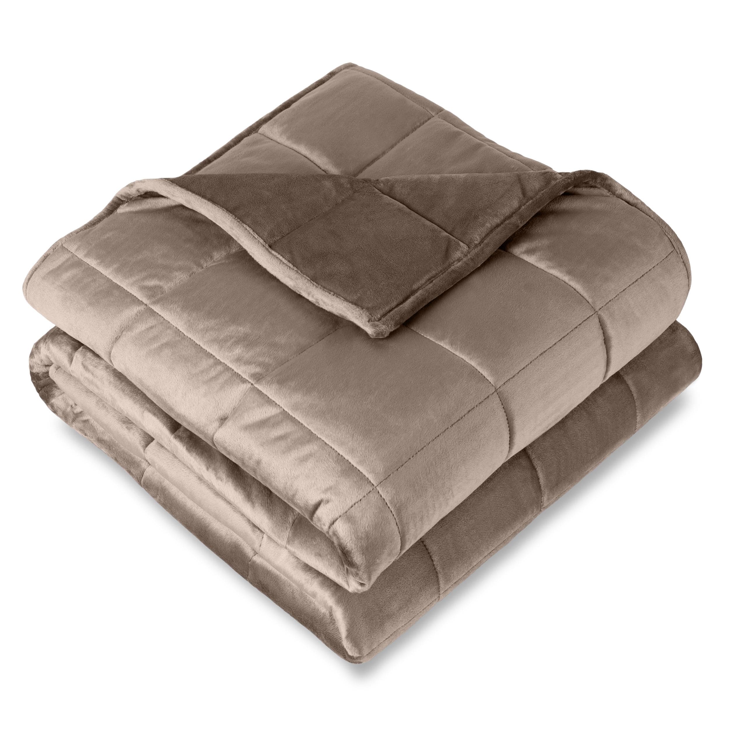 Bare Home Weighted Blanket Queen Size 17lb (60" x 80") for Adults - Minky Fleece - Premium Heavy Blanket Nontoxic Glass Beads (Taupe, 60"x80")