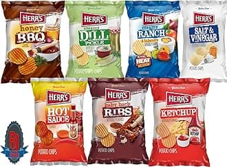 Herr`s Potato Chips & Cheese Curls -,1Oz (Curated by RJ Snacks Value Pack) (14, Variety Mix of Creamy Ranch & Habanero, Ketchup, Honey BBQ, Baby Back Ribs, Creamy Dill Pickle, Salt & Vinegar, Hot Sauce)