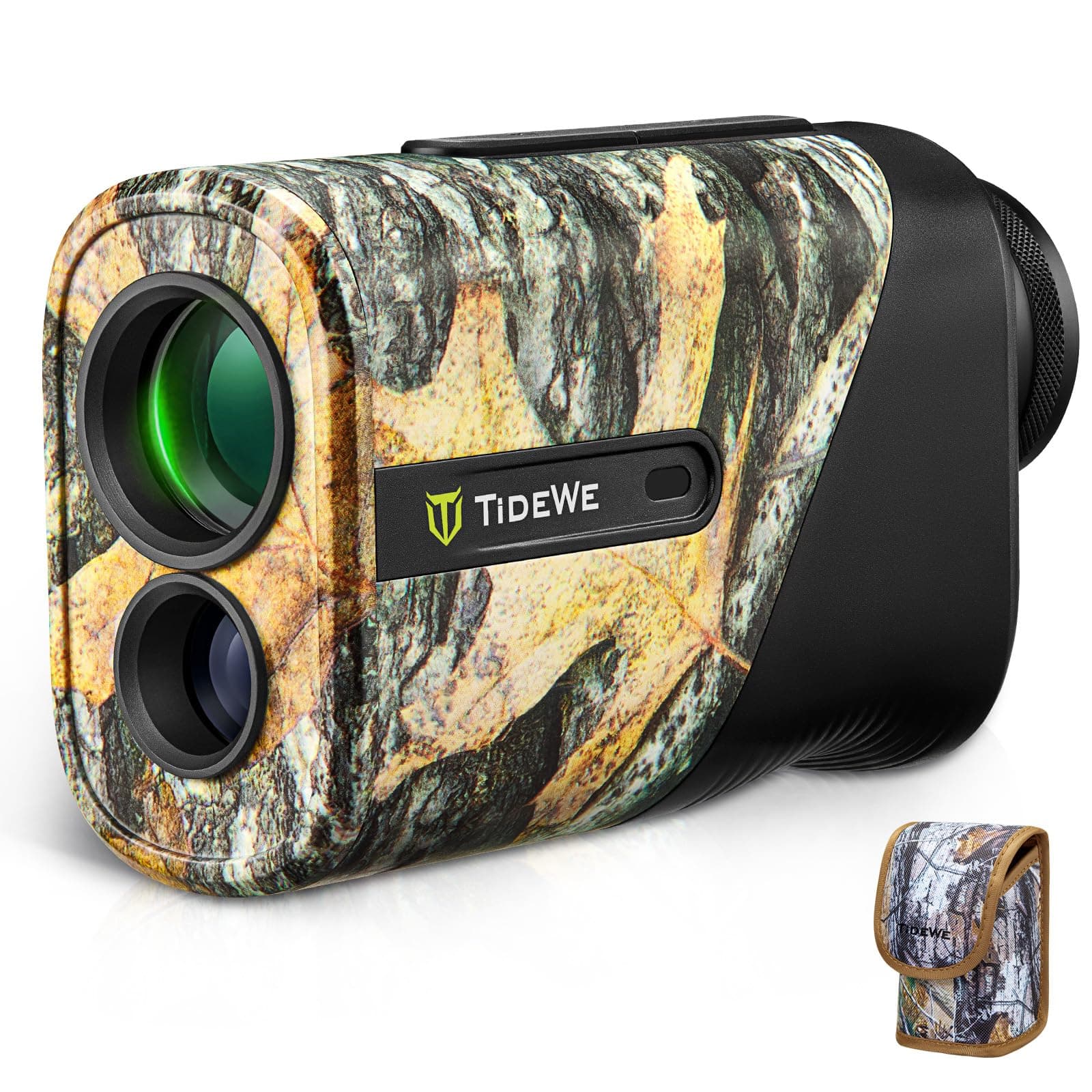 TIDEWE Hunting Rangefinder Mini with Rechargeable Battery, 875Y Laser Range Finder 6.5X Magnification, Distance/Angle/Speed/Scan Multi Functional Waterproof Rangefinder with Case (Leaf Camo)