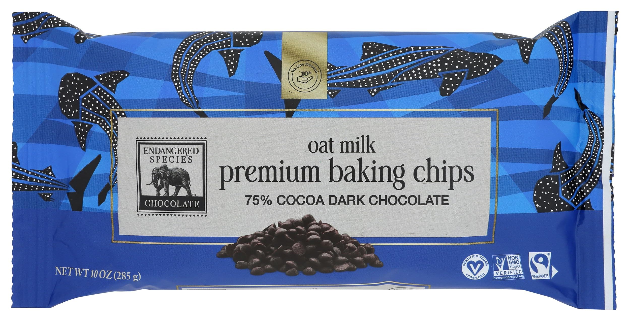 Endangered Species 75% Cocoa Oat Milk Dark Chocolate Baking Chips, Non GMO, 10 Ounces (Pack Of 6)Fairtrade InternationalFairtrade InternationalFairtrade InternationalFairtrade International
