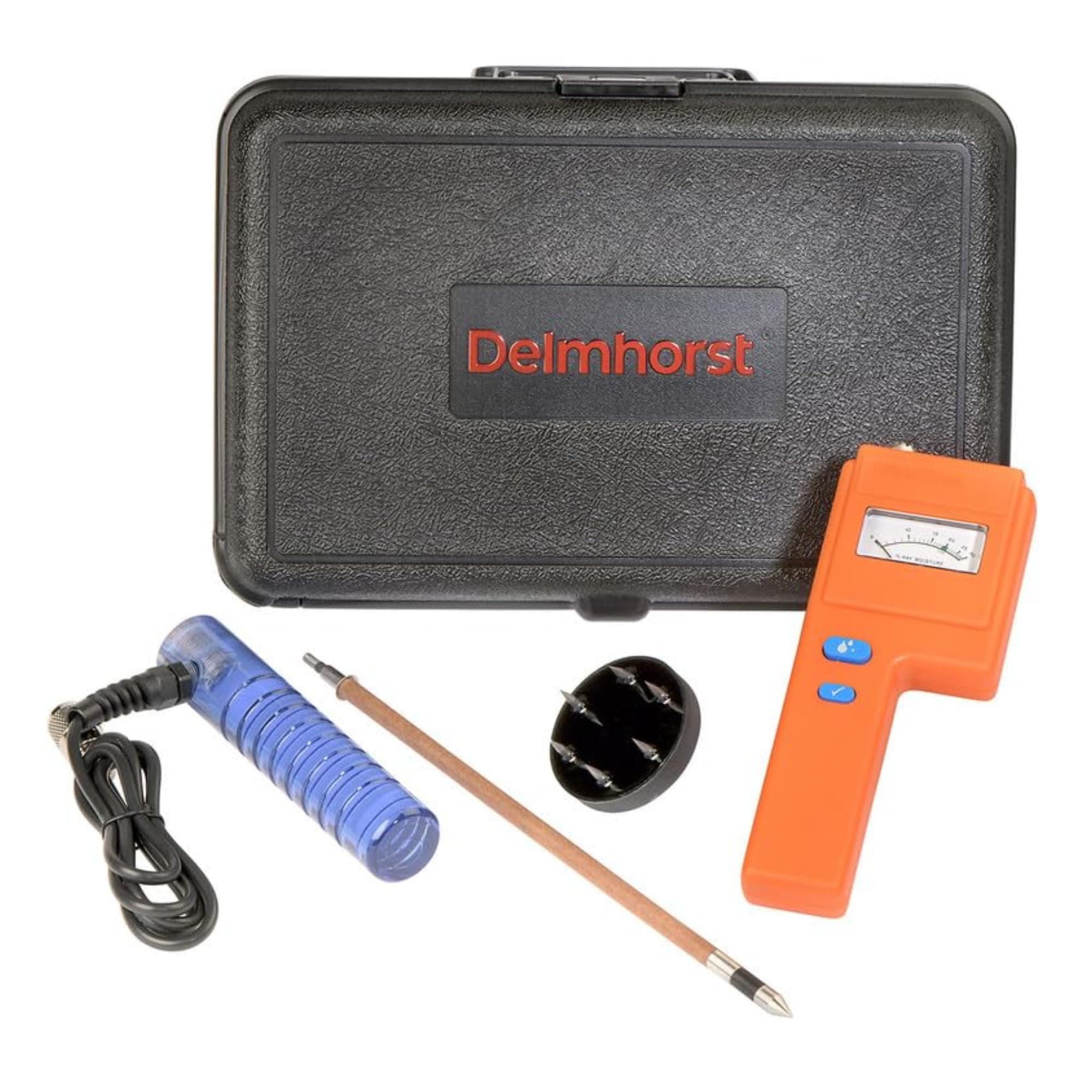 F-6/6-30/18/PKG Analog Hay Moisture Meter Deluxe 18” Package/Includes Meter, 830-3 18” prod, 831 Windrow Probe, H-4 Handle and Carrying case.