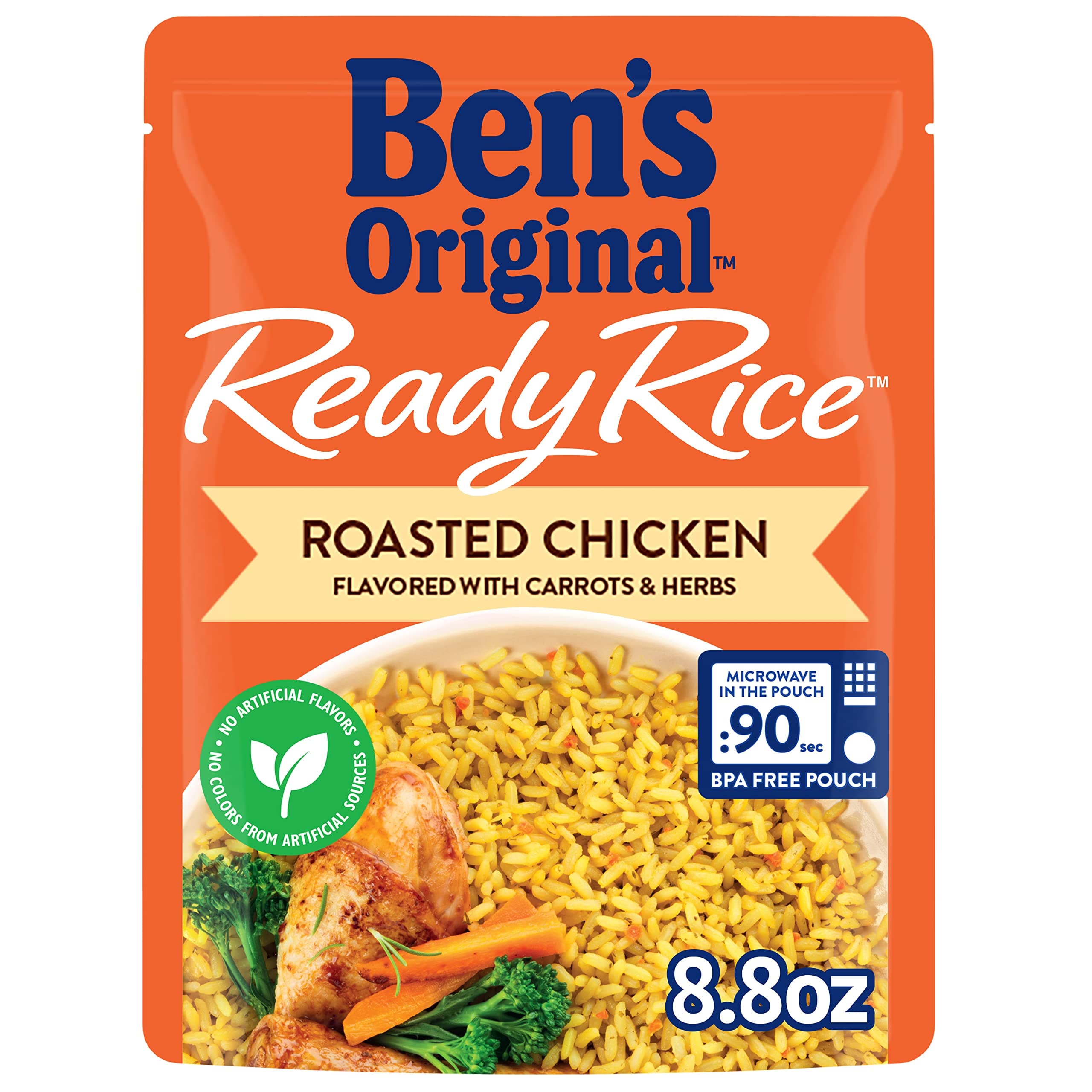 BEN'S ORIGINAL Ready Rice Roasted Chicken Flavored Rice, Easy Dinner Side, 8.8 oz Pouch