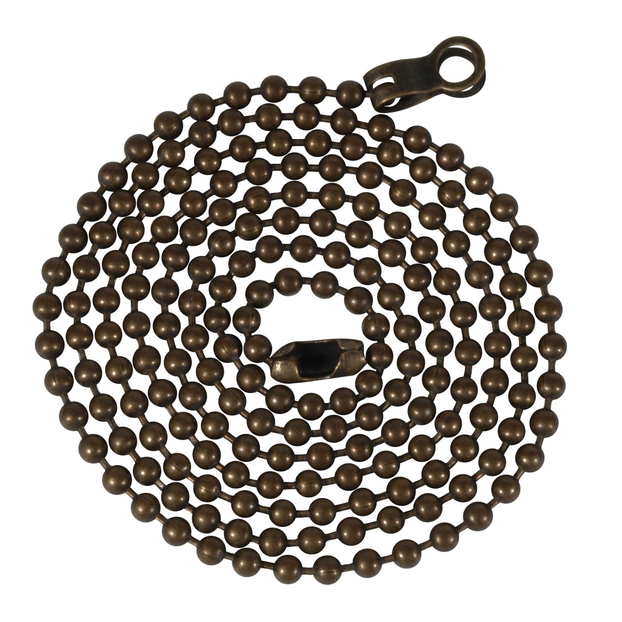 ElekTek Antique Brass Effect Ball Chain Extension with Connectors for Ceiling Light Pull Switch - 800mm/80cm/31 Length, 3.5mm Ball Dia. - can Also be Used for Ceiling Fan
