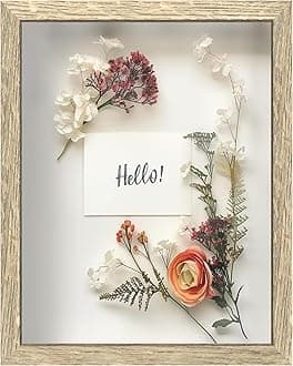 FrameWorks 11x14 Driftwood Wooden Shadow Box Frame – Soft Felt Back, Tempered Glass, and Included Elegant White Ball Push Pins