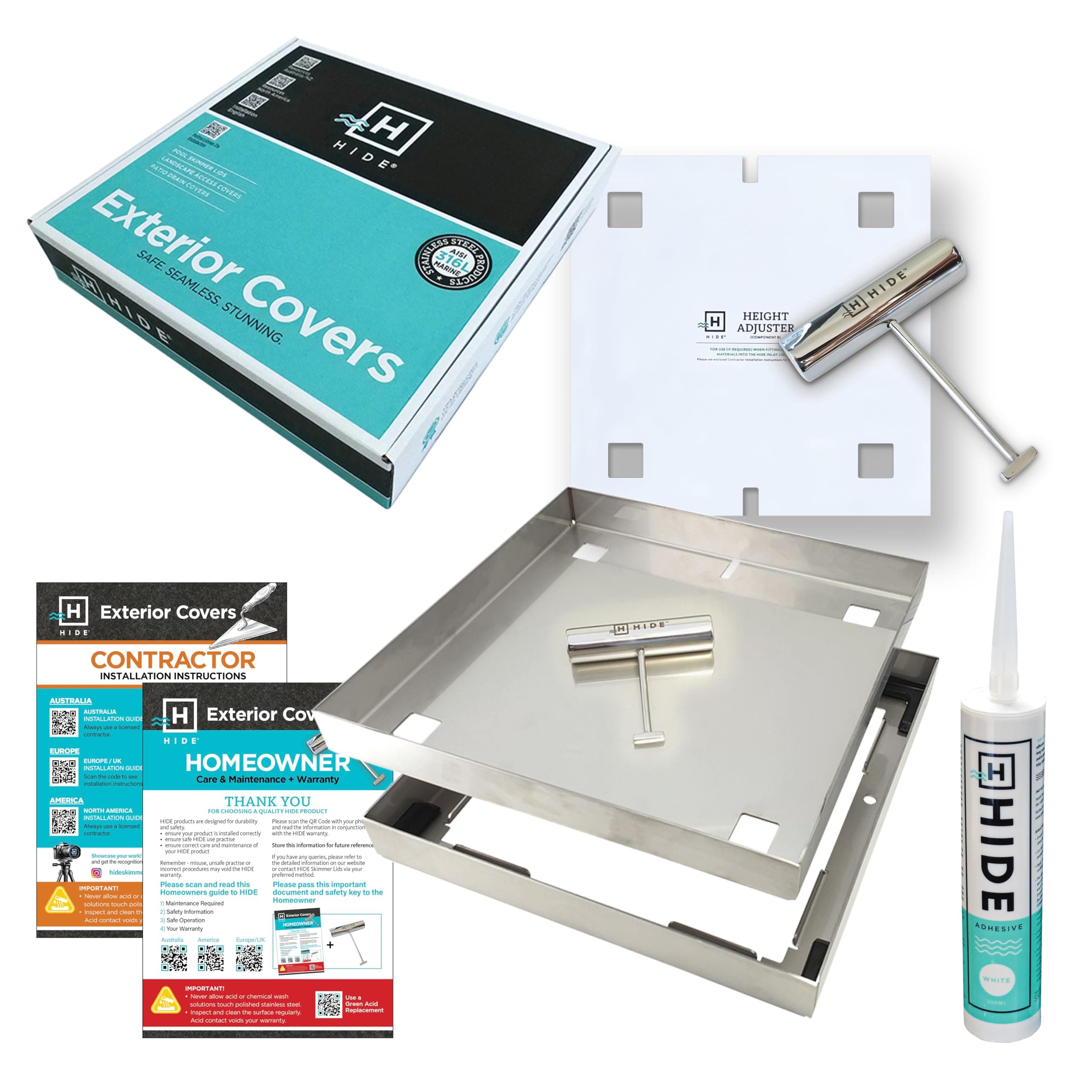 HIDE Luxury Access Cover for Pool (8" Cover - 1.2" Inlay Depth)