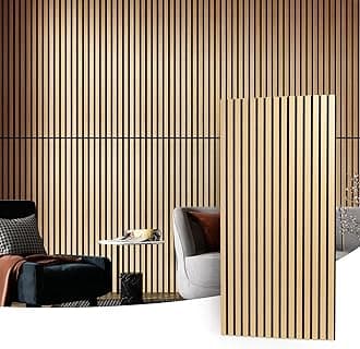 Art3d 4 Pack 47.2 x 23.6in. Wood Slat Acoustic Panels for Wall and Ceiling - 3D Fluted Sound Absorbing Panel with Wood Finish - Oak