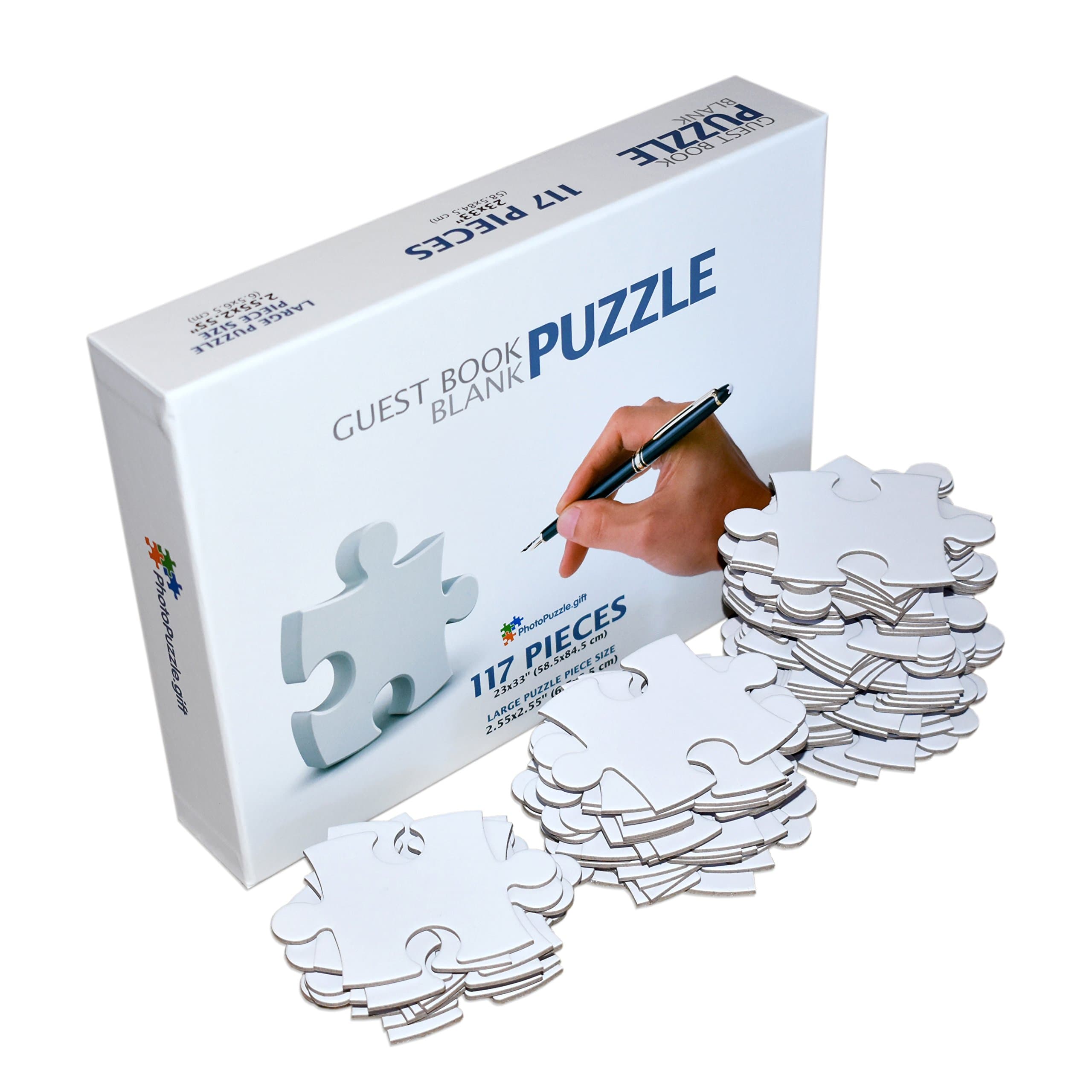 A1, 23x33 inches, 117 Large Numbered White Pieces, Piece Size 3x3 inches, Guest Book Alternative, Wedding Birthday Party Event Guest Book Puzzle