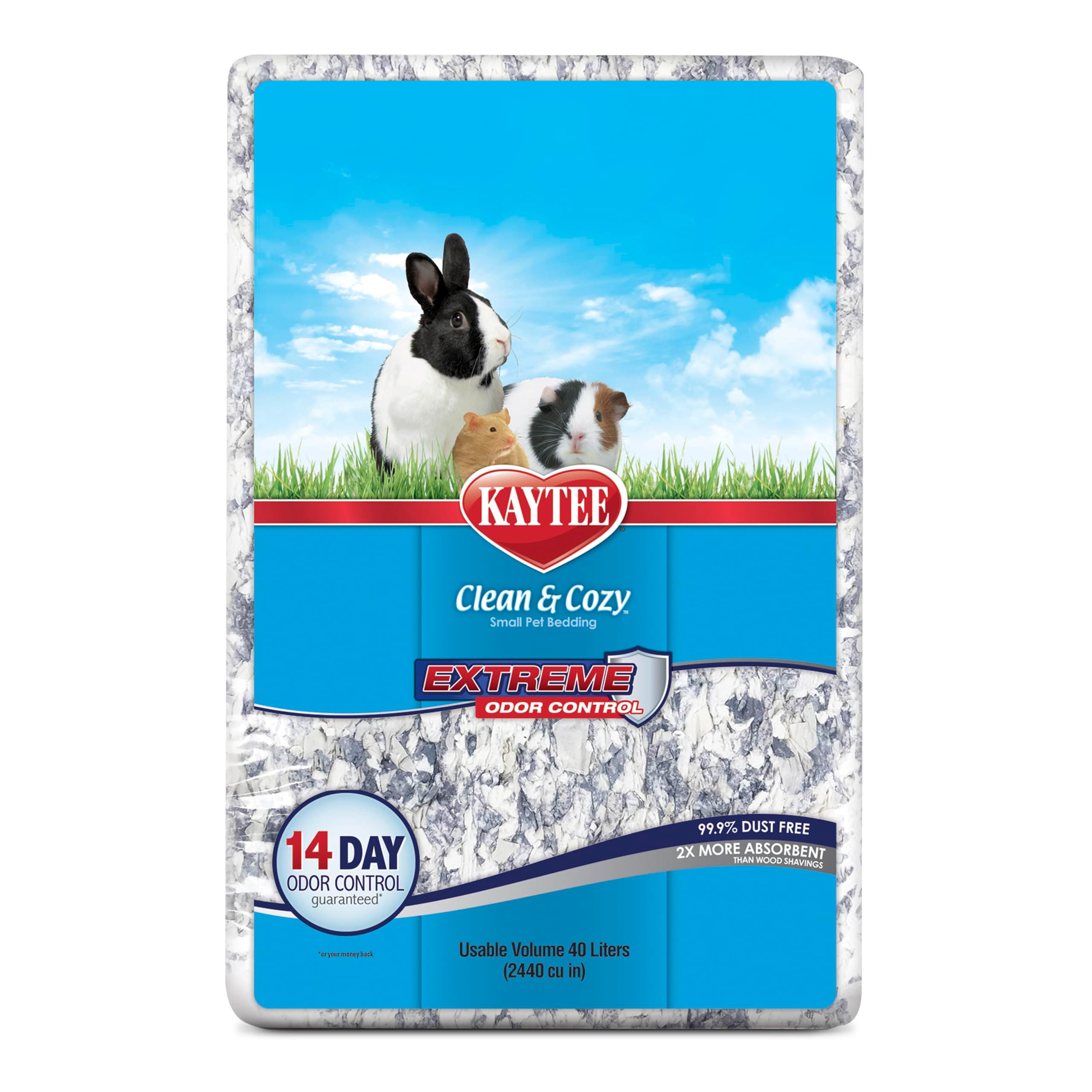 Kaytee Clean & Cozy Extreme Odour Control Super Absorbent Paper Bedding For Cages, Hamster, Gerbil, Mice, Guinea, 40 Litre