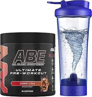 Applied Nutrition Bundle ABE Pre Workout 375g + Electric Shaker | All Black Everything Pre Workout Powder, Energy Drink, Physical Performance, Creatine, Beta Alanine, Caffeine (Cherry Cola)