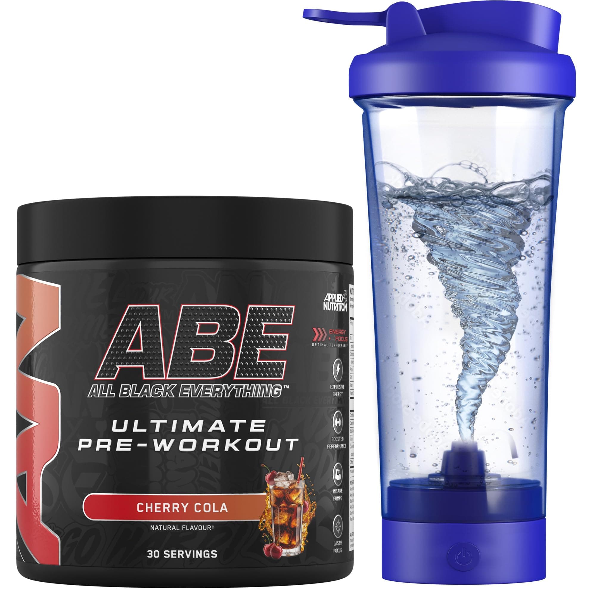 Bundle ABE Pre Workout 375g + Electric Shaker | All Black Everything Pre Workout Powder, Energy Drink, Physical Performance, Creatine, Beta Alanine, Caffeine (Cherry Cola)