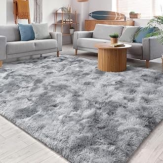Chicrug Soft Area Rugs for Bedroom Living Room Plush Fluffy Rug 5x8 Feet, Shag Furry Area Rug Carpet Non Shedding for Nursery Children Kids Girls Room Home Decorative, Grey and White