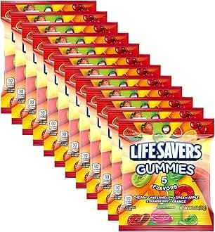 5 Flavors Gummy Candy, 3.22 oz Bag (Pack of 12)