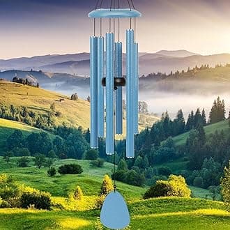 Wind-Chimes-Outdoor-Deep-Tone, Large Soothing Melodic Tones Mobile Windchimes, Wind Chimes for Outside, Memorial Wind Chime Best Gift for Mom Women Grandma Neighbors(32" Blue Coated Aluminum)
