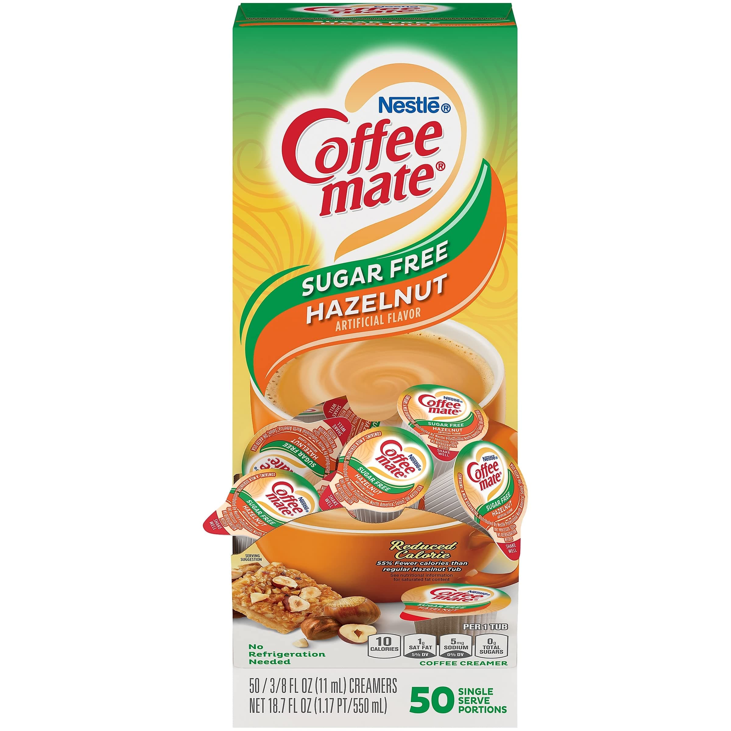Coffee mate Sugar Free, Hazelnut, Liquid Creamer, 11ml, 50/Box