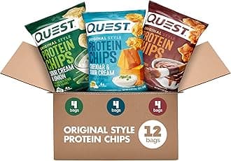 Quest Nutrition Protein Chips Variety Pack, (BBQ, Cheddar & Sour Cream, Sour Cream & Onion), High Protein, Low Carb, 1.1 Ounce (Pack of 12)