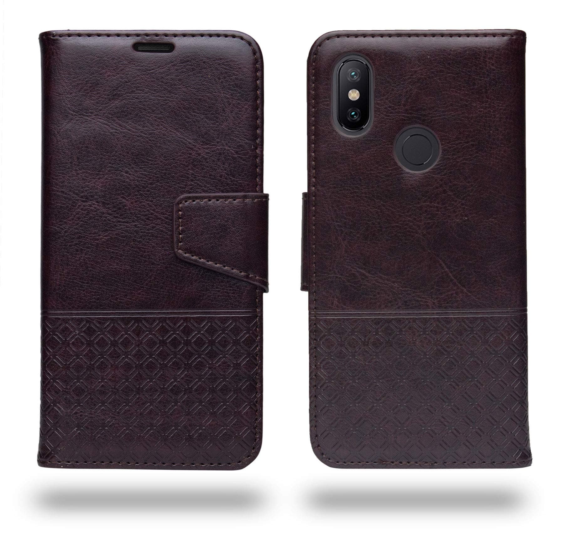Ceego Luxuria Wallet Flip Case Cover for Xiaomi Mi A2 (Chestnut Brown)