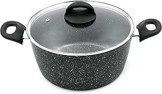 Blackmoor 66130 Classic 24cm Stock Pot with Tempered Glass Lid / 5-Litre Capacity/Non-Stick Coating/Cool Touch Handles/Suitable for Induction, Gas & Electric Hobs/Black Colour