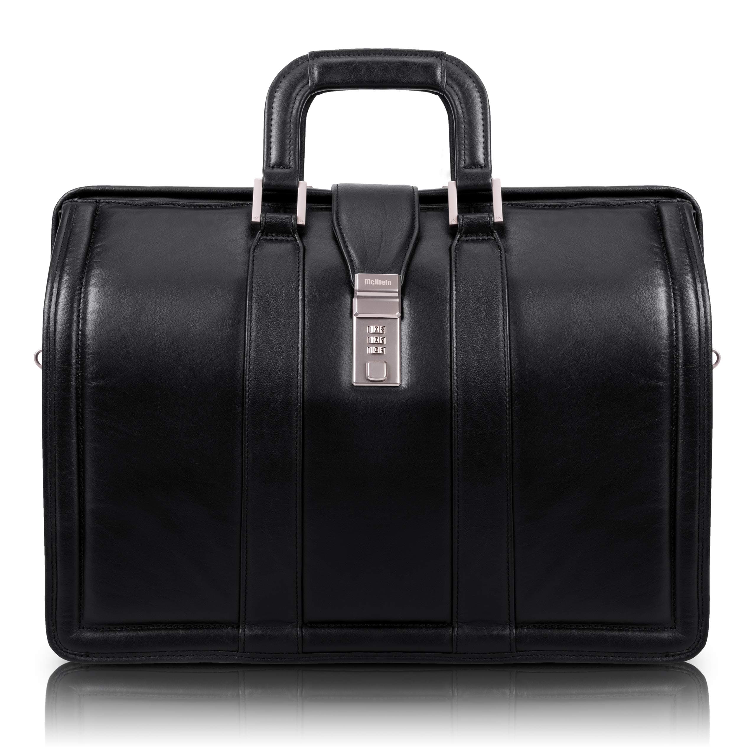 McKlein, V Series, MORGAN, Top Grain Cowhide Leather, 17" Leather Litigator Laptop Briefcase, Black (83345)