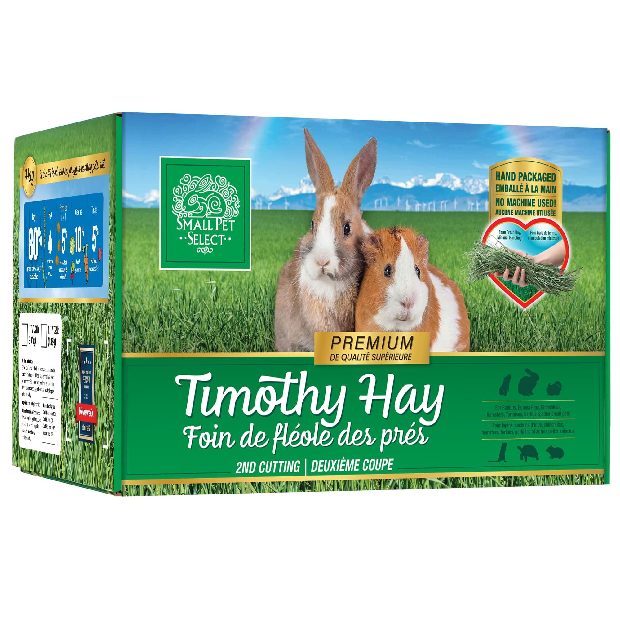 Small Pet Select 2nd Cutting Perfect Blend Timothy Hay Pet Food for Rabbits, Guinea Pigs, Chinchillas and Other Small Animals, Premium Natural Hay Grown in The US, 12 LB