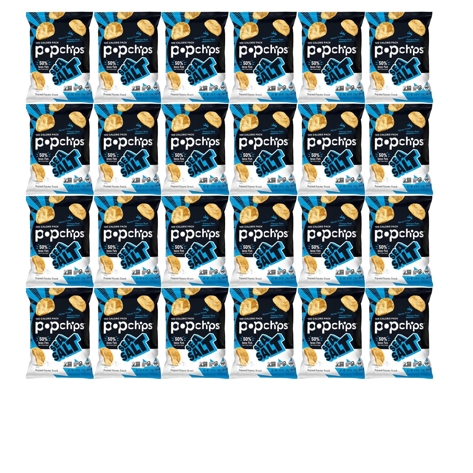 Potato Chips, Sea Salt Flavor, 0.8oz (Pack of 24)