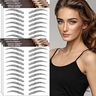 Black Eyebrows Tattoo 66 Pairs! Newly Improved 4D Hair-Like Fake Eyebrows Waterproof and Long-Lasting 3-5 Days,Suitable Size, Eyebrow Tattoo Stickers for Women Christmas Gift