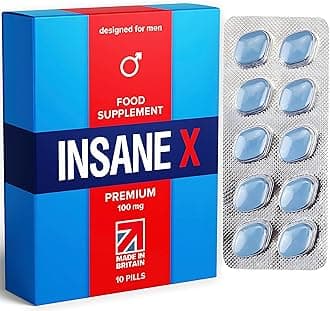 10 INSANE X Premium - Extra Strong Pills for Men UK - Natural Fast-Acting Maca Ginseng Tablets for Men - for Enhanced Performance