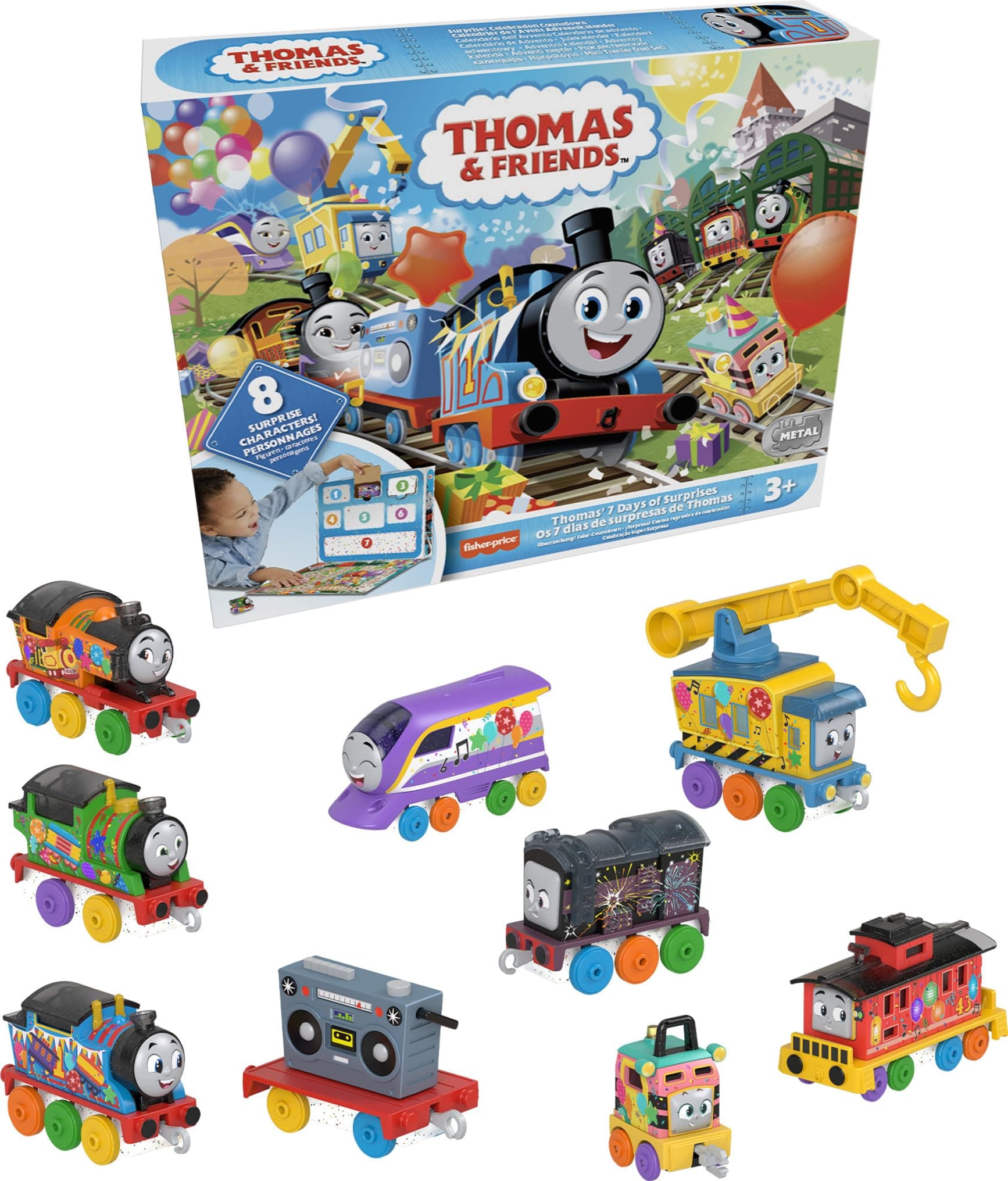 Toy Trains Gift Set Thomas’ 7 Days of Surprises, 10-Piece Diecast Vehicles with Cargo for Kids Ages 3+ Years (Amazon Exclusive)