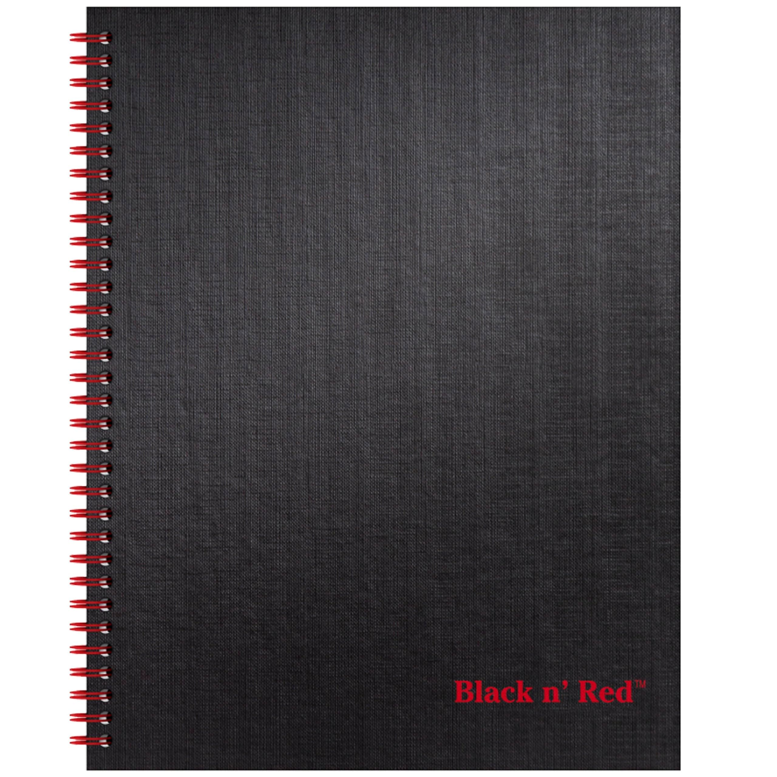 Black n' Red Notebook, Business Journal, 11" x 8-1/2", 70 Sheets, Ruled, Optik Paper, Scribzee App, Hardcover, Wirebound, Black (K67030)