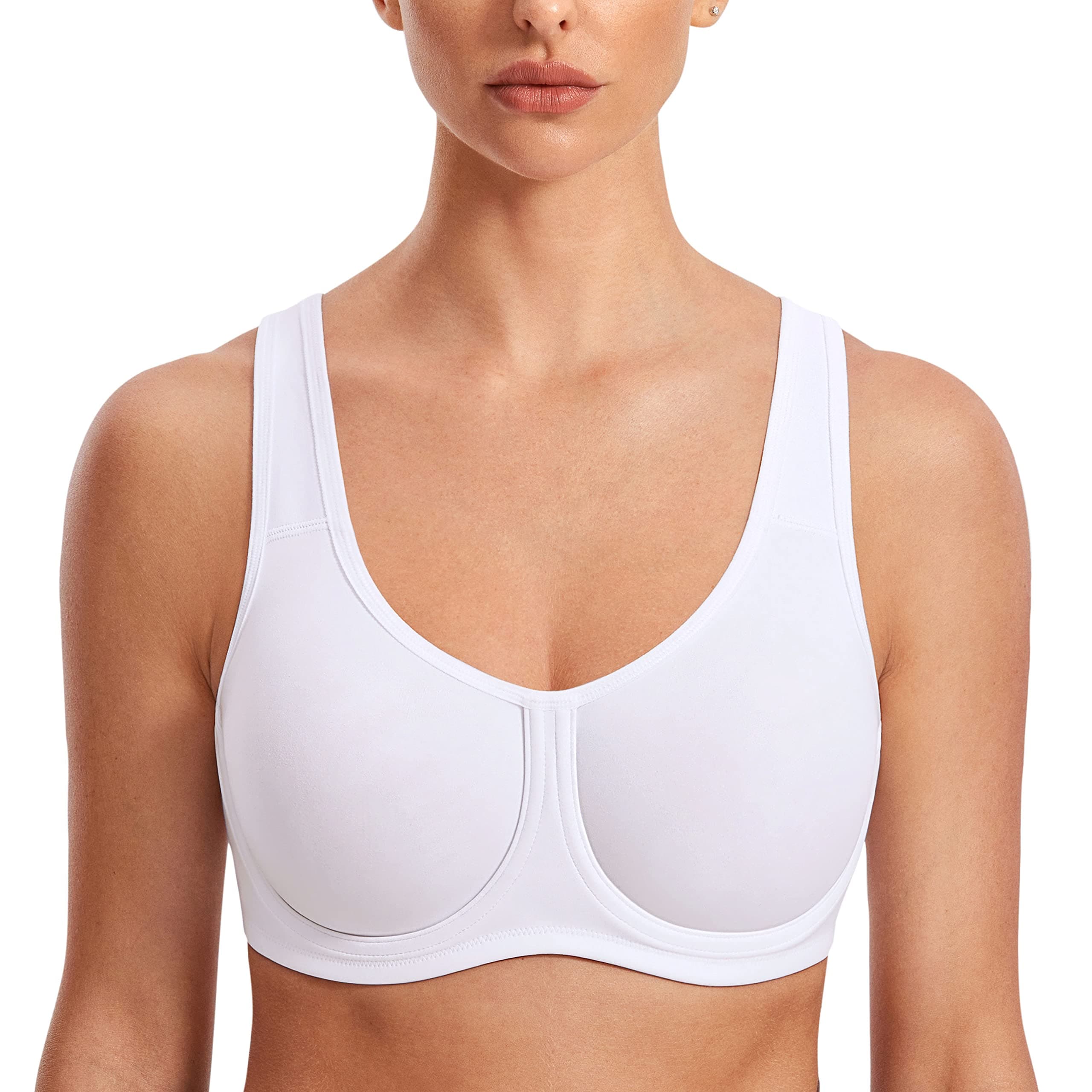 SYROKAN Women's Max Control Solid High Impact Plus Size Underwire Sports Bra
