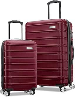 Samsonite Omni 2 Hardside Expandable Luggage with Spinner Wheels, 2-Piece Set (19/24), Nature Merlot