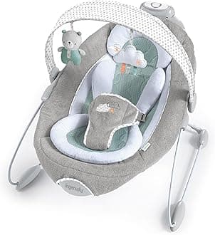 Ingenuity Pemberton 2 Step Automatic Baby Rocker Seat Belt Air Permeable Material and 2 Plush Toys, multicoloured