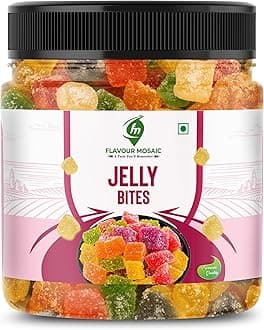 - FLAVOUR MOSAIC Jelly Bites | 400gm | Colorful & Delicious Flavors | Vegetarian, No Gelatin with Natural Fruit Sugar | Mix Fruit Jelly