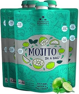Lt. Blender's Mojito in a Bag - Each Bag Makes 1/2 Gallon of Frozen Mojito Mix – Non-GMO Cocktail Mix for Slushies – Make a Cocktail, Wine Slushie or Mocktail - (Pack of 4)