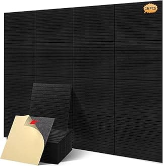 12 Pcs Pro Grade Sound Proof Board Acoustic Board,Beveled 36 Block Tile Sound Absorpted Wall Panels,Better Than Foam,with Adhesive on Back,For Professional Studio Acoustic Treatmen (12x12x0.4 inch)