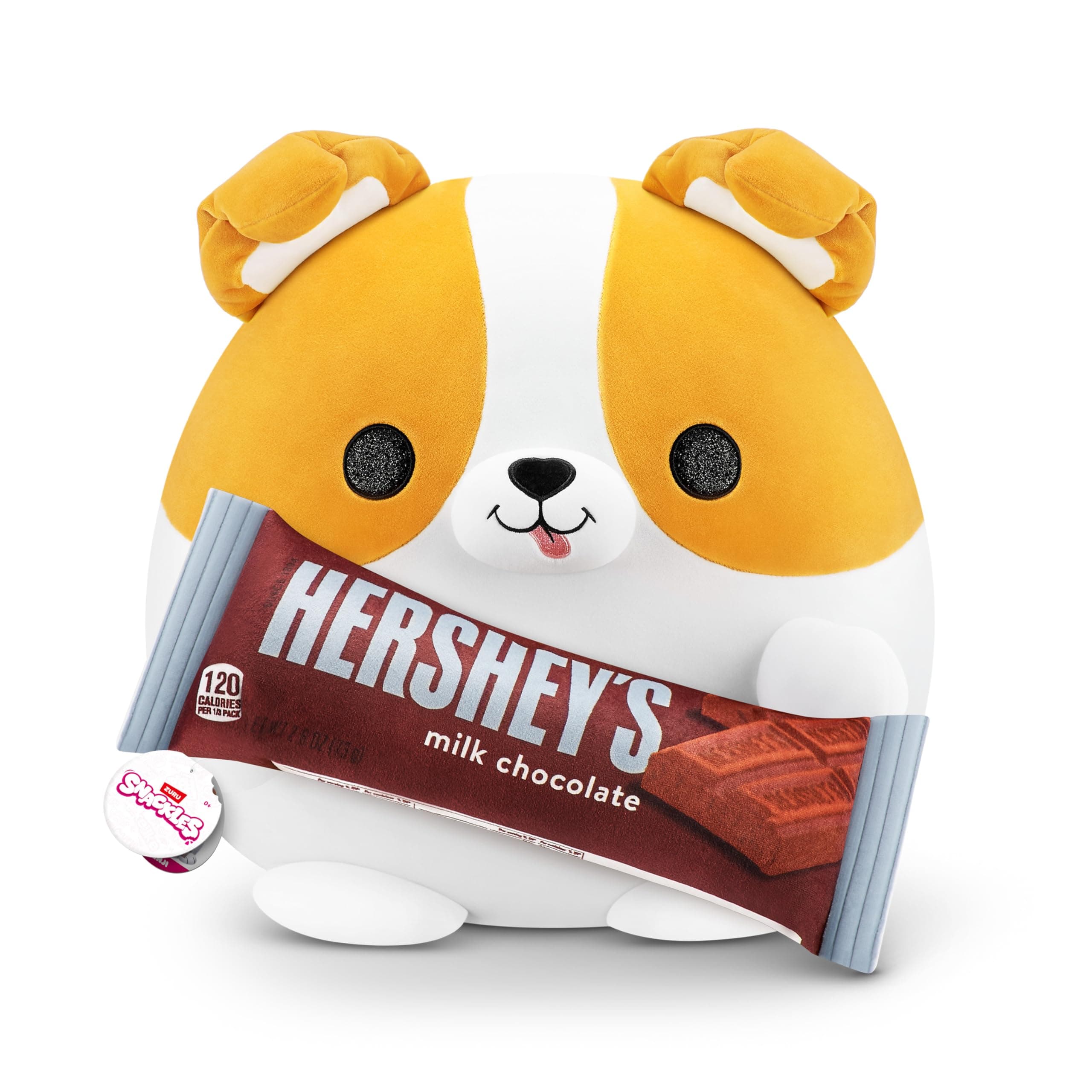 Super Sized 35 cm, Corgi (Hershey's Milk Chocolate), by ZURU Cuddly Squishy Comfort 35 cm Plush with License Snack Brand Accessory (Corgi)