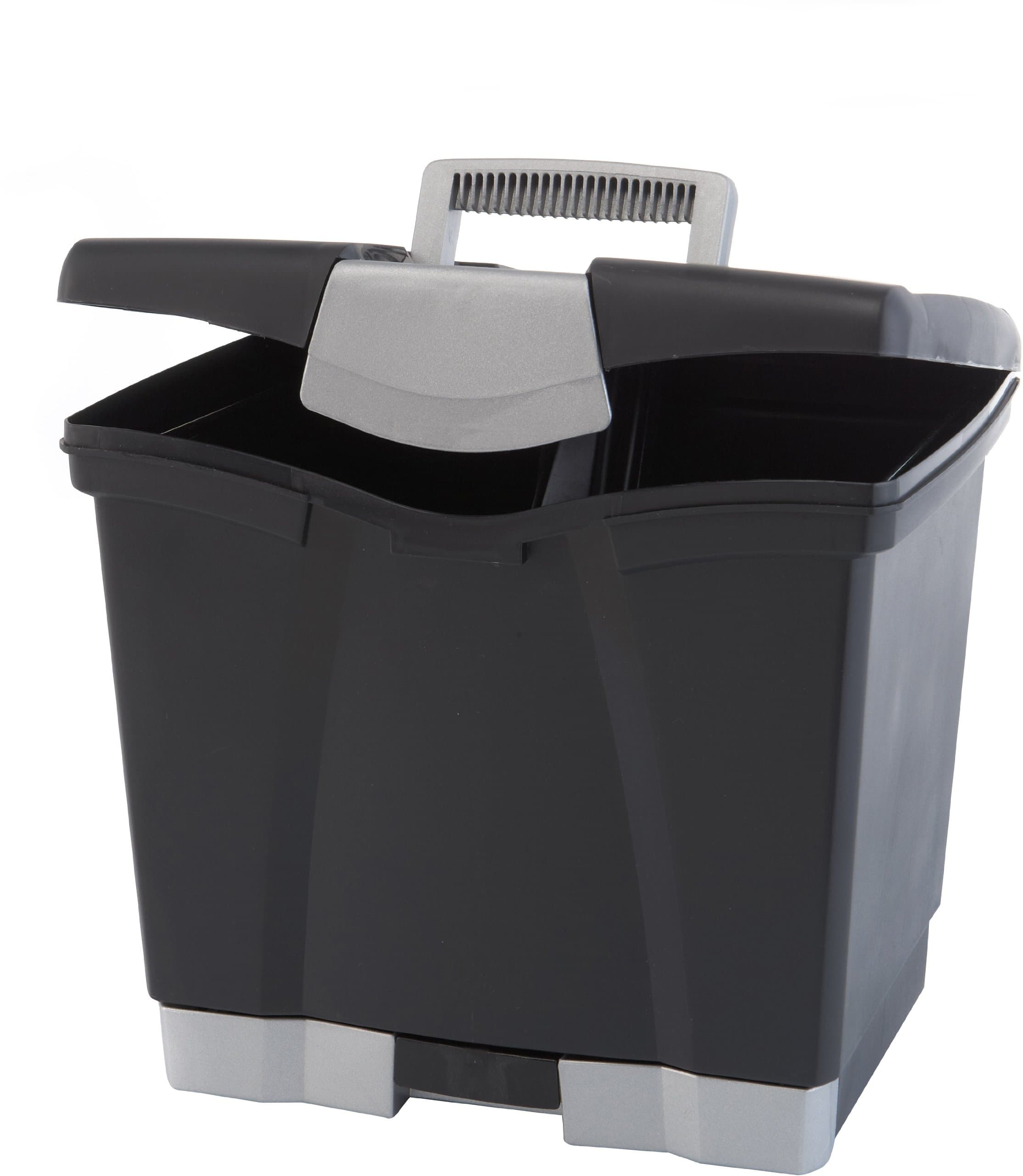 StorexPortable File Storage Box with Drawer Tray, Latch Lid, Letter Size, Black (61523U01C)