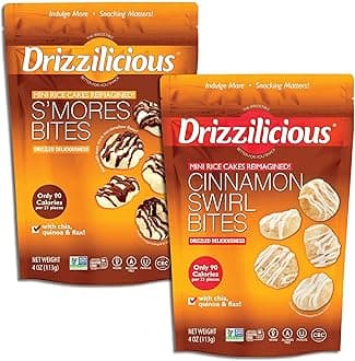 Mini Flavored Rice Cakes - Rice Crisps, Healthy Snack for Adults and Kids, Vegan, Gluten Free Snack, 90 Calories Per 21 Pieces, S'mores & Cinnamon Swirl - 4 oz (Pack of 6)