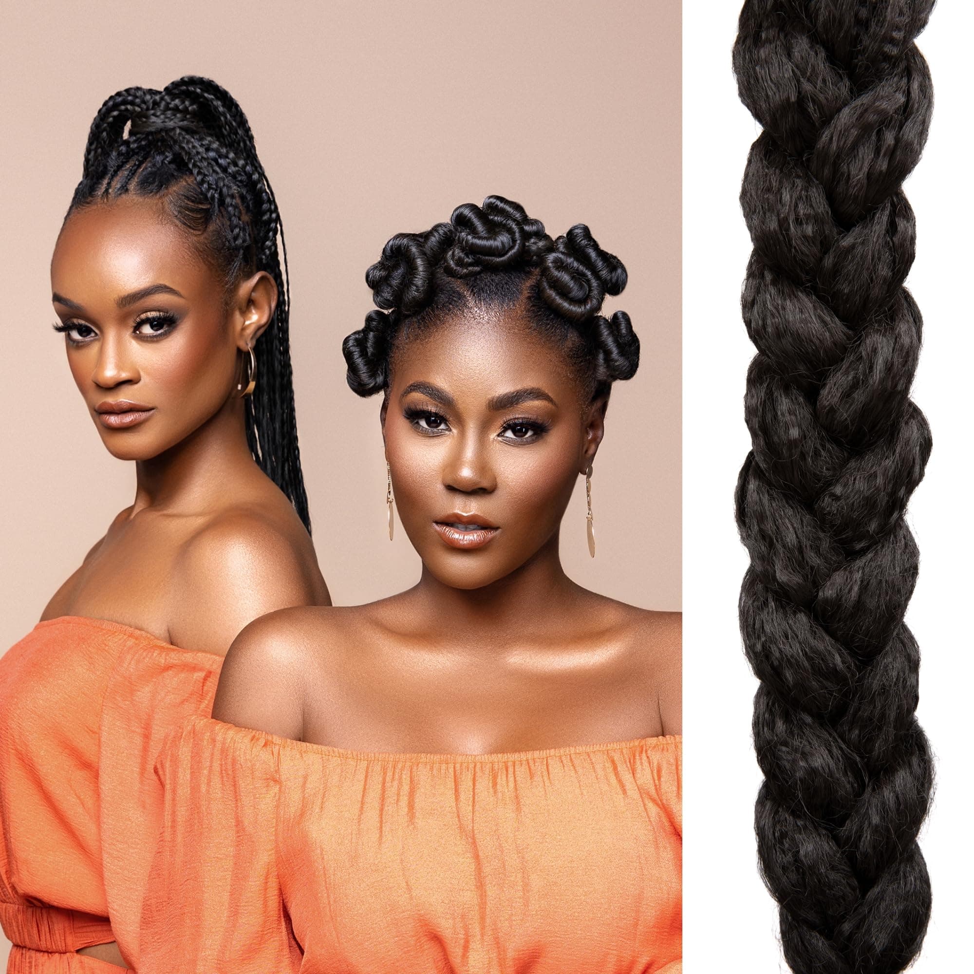 Plant-Based Braiding Hair Extensions – 1X 40-inch Yaki braid - Itch-free Extensions with Niacinamide for healthy scalp – Protective Styling - (1 pack, 1B OFF BLACK)