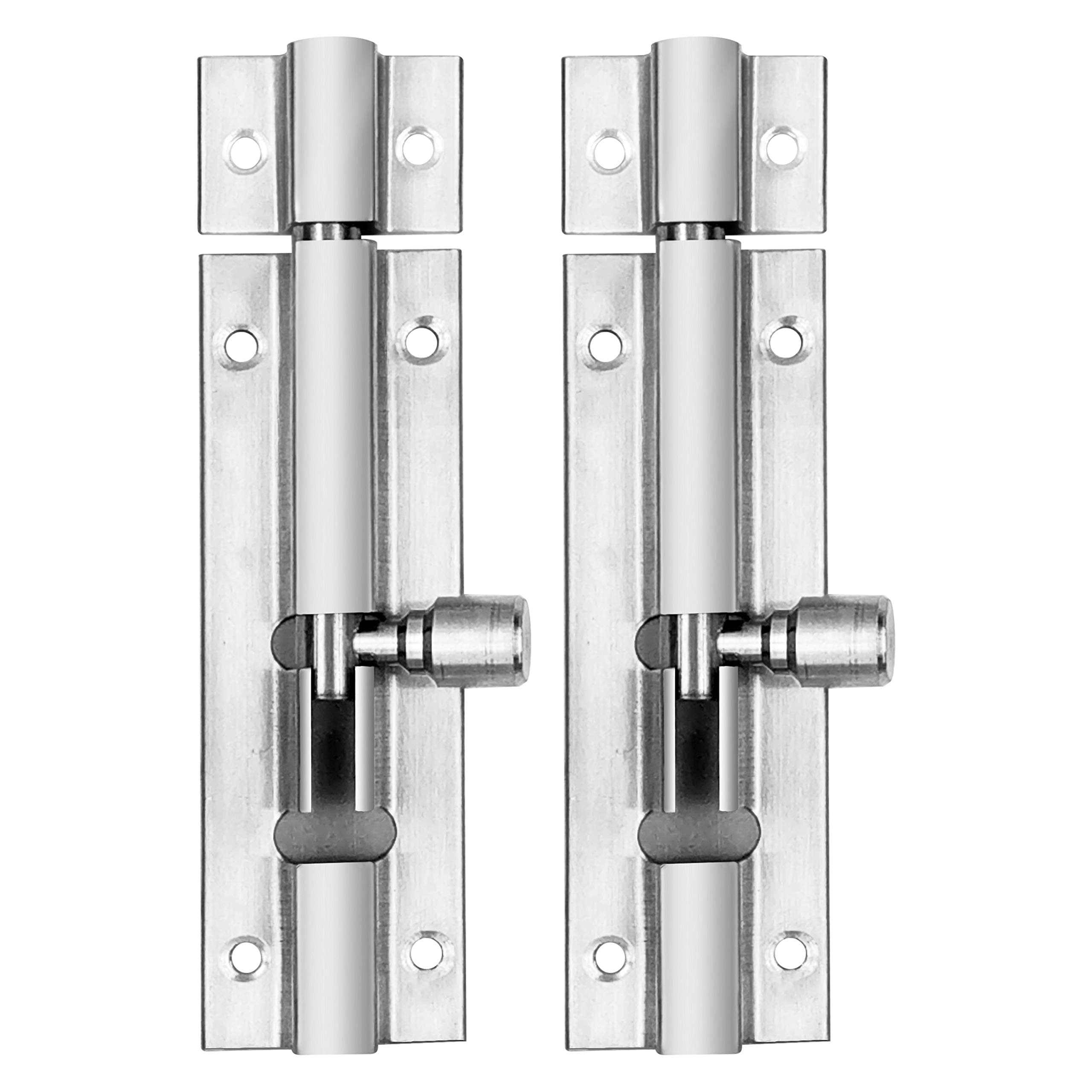 Atlantic Morden Plain Tower Bolt 4 inch (Stainless Steel, Two Tone Silver, Pack of 2 Piece)